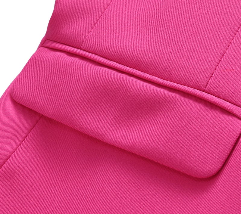UNINUKOO Mens Suit Slim Fit 1 Button 2 Piece Wedding Party Holiday Solid Color Tux Suits for Men US Size 34 Pink - Image 4